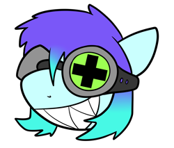 Size: 3889x3313 | Tagged: safe, artist:neoncel, imported from derpibooru, oc, oc only, oc:raven mcchippy, earth pony, pony, goggles, head only, sharp teeth, simple background, solo, teeth, transparent background