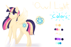 Size: 6000x4000 | Tagged: safe, artist:mah521, imported from derpibooru, oc, oc only, oc:owl light, alicorn, pony, absurd resolution, female, mare, offspring, parent:sunburst, parent:twilight sparkle, parents:twiburst, reference sheet, solo