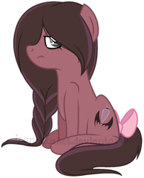 Size: 740x910 | Tagged: safe, artist:ipandacakes, imported from derpibooru, oc, oc only, oc:humor mimi pie, earth pony, pony, bow, female, mare, offspring, parent:cheese sandwich, parent:pinkie pie, parents:cheesepie, simple background, sitting, solo, tail bow, transparent background