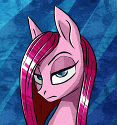 Size: 678x724 | Tagged: safe, artist:akweer, imported from derpibooru, pinkie pie, earth pony, pony, bust, female, lidded eyes, looking at you, mare, pinkamena diane pie, solo