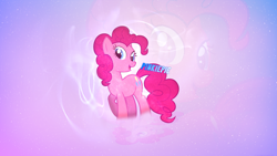 Size: 2560x1440 | Tagged: safe, artist:tochasedawn, edit, imported from derpibooru, pinkie pie, earth pony, pony, female, looking at you, mare, solo, vector, wallpaper, wallpaper edit