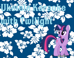 Size: 2500x1967 | Tagged: artist needed, safe, artist:ianpony98, edit, imported from derpibooru, twilight sparkle, pony, unicorn, hawaiian flower background, silly songs, silly songs with pinkie, song in the comments, title card, ukelele karaoke with bob, unicorn twilight, veggietales