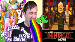 Size: 1366x768 | Tagged: safe, artist:sb1991, imported from derpibooru, pony, my little pony: the movie (g1), double feature, lego, puking rainbows, the lego ninjago movie, title card, vomit, vomiting, youtube, youtube link