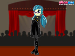 Size: 800x600 | Tagged: safe, artist:user15432, imported from derpibooru, juniper montage, equestria girls, movie magic, spoiler:eqg specials, bodysuit, boots, cloak, clothes, dress, dressup, female, outfit, shoes, solo, starsue
