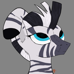 Size: 5000x5000 | Tagged: safe, artist:wax-42, imported from derpibooru, zecora, zebra, it isn't the mane thing about you, absurd resolution, female, looking up, mare, no catchlights, simple background, solo