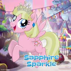 Size: 1080x1080 | Tagged: safe, artist:user15432, imported from derpibooru, oc, oc only, oc:sapphire sparkle, pegasus, pony, my little pony: the movie, spoiler:my little pony the movie, blue eyes, crown, ear piercing, earring, hasbro, hasbro studios, jewelry, mlp movie pony maker, my little pony, piercing, regalia, solo, starsue, tiara