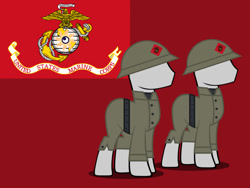 Size: 1600x1200 | Tagged: safe, artist:reisen514, imported from derpibooru, pony, clothes, flag, marine corps, military, military uniform, red background, simple background, united states, world war i, world war ii