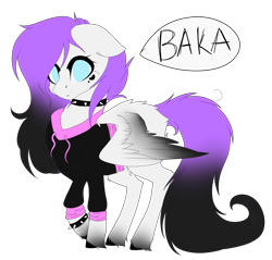 Size: 4538x4334 | Tagged: safe, artist:crazllana, imported from derpibooru, oc, oc only, oc:lunar, pegasus, pony, absurd resolution, baka, bracelet, clothes, female, hoodie, jewelry, mare, simple background, solo, spiked wristband, transparent background, wristband