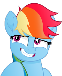 Size: 7132x8700 | Tagged: safe, artist:joemasterpencil, imported from derpibooru, rainbow dash, pony, my little pony: the movie, absurd resolution, female, grin, looking away, mare, multicolored hair, simple background, smiling, solo, transparent background, vector