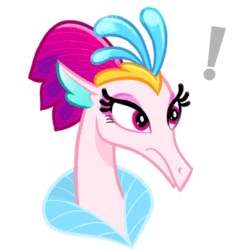 Size: 500x500 | Tagged: safe, artist:jublin, imported from derpibooru, queen novo, seapony (g4), my little pony: the movie, animated, exclamation point, facebook, facebook sticker, female, gif, reaction image, simple background, solo, sticker, white background