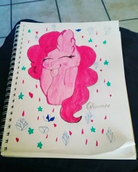 Size: 900x1125 | Tagged: safe, artist:luumiee, imported from derpibooru, pinkie pie, pony, irl, photo, solo, tongue out, traditional art