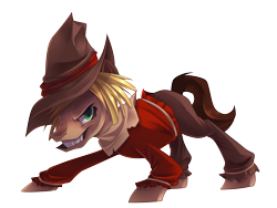 Size: 2656x2000 | Tagged: safe, artist:drawntildawn, imported from derpibooru, pony, batman the animated series, clothes, costume, crossover, ponified, simple background, the scarecrow, transparent background