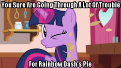 Size: 450x254 | Tagged: safe, edit, edited screencap, imported from derpibooru, screencap, twilight sparkle, alicorn, pony, secrets and pies, caption, female, image macro, innuendo, mare, meme, solo, twilight sparkle (alicorn)