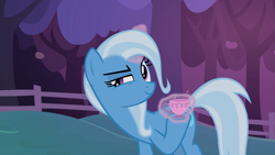 Size: 1920x1080 | Tagged: safe, imported from derpibooru, screencap, trixie, uncommon bond, cup, female, magic, solo, teacup, telekinesis, that pony sure does love teacups