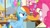 Size: 1280x720 | Tagged: safe, imported from derpibooru, screencap, pinkie pie, rainbow dash, secrets and pies, balloon, bloodshot eyes, decoration, food, messy, party, pie, town hall