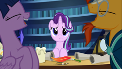 Size: 1366x768 | Tagged: safe, imported from derpibooru, screencap, starlight glimmer, sunburst, twilight sparkle, alicorn, uncommon bond, twilight sparkle (alicorn)