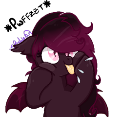 Size: 469x449 | Tagged: safe, artist:spooky-kitteh, imported from derpibooru, oc, oc only, oc:strawberry swisher, bat pony, pony, female, mare, silly, silly pony, solo, tongue out