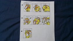 Size: 3264x1836 | Tagged: safe, artist:hilfigirl, imported from derpibooru, oc, oc only, oc:aescula, unicorn, angry, confused, creeped, curious, doctor, emotions, graph paper, happy, sad, scared, solo, traditional art