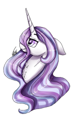 Size: 832x1398 | Tagged: safe, artist:inspiredpixels, imported from derpibooru, oc, oc only, oc:nightingale, pony, unicorn, art trade, bust, chest fluff, female, floppy ears, horn, mare, signature, simple background, smiling, solo, transparent background, unicorn oc