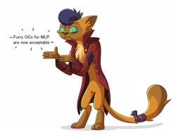 Size: 2048x1572 | Tagged: safe, artist:piemations, imported from derpibooru, capper dapperpaws, abyssinian, anthro, cat, digitigrade anthro, my little pony: the movie, adventure in the comments, chest fluff, clothes, coat, male, simple background, solo, tail wrap, white background