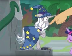 Size: 1189x922 | Tagged: safe, edit, edited screencap, imported from derpibooru, screencap, star swirl the bearded, twilight sparkle, unicorn, shadow play, boop, boop edit, duo, finger, hand, solo focus, wide eyes