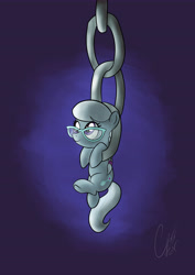 Size: 4961x7016 | Tagged: safe, artist:theravencriss, imported from derpibooru, silver spoon, earth pony, pony, absurd resolution, chains, female, filly, glasses, smiling, solo