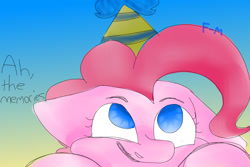 Size: 900x600 | Tagged: safe, artist:sodadoodle, derpibooru exclusive, imported from derpibooru, pinkie pie, happy birthday mlp:fim, hat, mlp fim's seventh anniversary, party hat