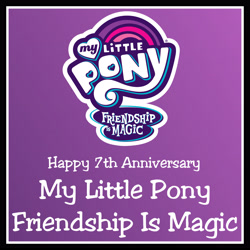 Size: 4013x4013 | Tagged: safe, artist:mandash1996, imported from derpibooru, absurd resolution, happy birthday mlp:fim, mlp fim's seventh anniversary, my little pony logo, simple background, text, vector