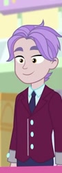 Size: 212x590 | Tagged: safe, imported from derpibooru, screencap, skyline shores, eqg summertime shorts, equestria girls, shake things up!, background human, clothes, cropped, crystal prep academy uniform, male, school uniform, smiling, solo