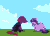 Size: 1400x1018 | Tagged: safe, artist:maxiima, imported from derpibooru, fizzlepop berrytwist, tempest shadow, twilight sparkle, alicorn, pony, my little pony: the movie, :o, animated, behaving like a bird, blushing, broken horn, eye scar, eyes on the prize, female, gif, it's beautiful, lesbian, lidded eyes, mare, open mouth, partially open wings, scar, shipping, sitting, smiling, smirk, spread wings, tempestlight, twilight sparkle (alicorn), wings