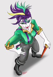 Size: 2400x3500 | Tagged: safe, artist:firimil, imported from derpibooru, rarity, human, alternate hairstyle, clothes, costume, halloween, holiday, humanized, punk, raripunk, the joker