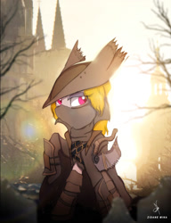 Size: 828x1080 | Tagged: safe, artist:zidanemina, imported from derpibooru, oc, oc only, pony, bloodborne, clothes, costume, crossover, female, halloween, hat, holiday, mare, quickie, solo