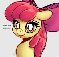 Size: 591x573 | Tagged: safe, artist:tre, imported from derpibooru, apple bloom, earth pony, pony, adorabloom, cute, female, filly, foal, hnnng, simple background, solo, sweet dreams fuel, tongue out