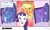 Size: 808x477 | Tagged: safe, artist:stardust breaker, imported from derpibooru, applejack, rarity, trixie, carousel boutique, deathbulge, female, group, halloween, holiday, joey wheeler's creepy chin, nightmare fuel, nope, solo, the deathbulge party saga, trixie day, wat, wtf, yu-gi-oh!