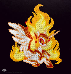 Size: 900x939 | Tagged: safe, artist:hexfloog, imported from derpibooru, daybreaker, pony, a royal problem, horseshoes, irl, mane of fire, perler beads, photo, solo