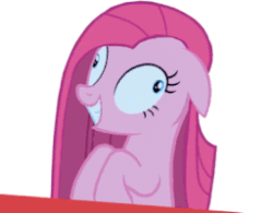 Size: 256x200 | Tagged: safe, imported from derpibooru, pinkie pie, crazy eyes, gif, hair, non-animated gif, pinkamena diane pie