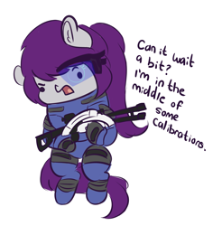 Size: 4139x4206 | Tagged: safe, artist:wickedsilly, imported from derpibooru, oc, oc only, oc:wicked silly, pony, absurd resolution, clothes, cosplay, costume, garrus vakarian, gun, mass effect, mass effect 2, meme, solo, weapon