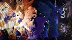 Size: 1920x1080 | Tagged: safe, artist:thegraid, edit, imported from derpibooru, oc, oc only, oc:king cosmos, oc:queen galaxia, alicorn, alicorn oc, celestia and luna's father, celestia and luna's mother, galamos, horn, looking up, wallpaper, wallpaper edit, wings