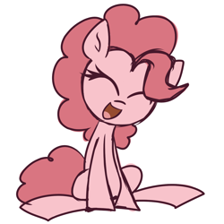 Size: 1280x1280 | Tagged: safe, artist:lilboulder, imported from derpibooru, pinkie pie, earth pony, pony, cute, diapinkes, eyes closed, female, happy, mare, open mouth, simple background, sitting, smiling, solo, white background