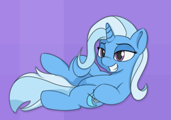 Size: 785x553 | Tagged: safe, artist:treekickerdraws, imported from derpibooru, trixie, pony, unicorn, female, grin, lidded eyes, smiling, solo