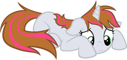 Size: 4000x1904 | Tagged: safe, artist:timeimpact, imported from derpibooru, oc, oc only, oc:rosy stripes, pony, unicorn, fanfic:first pony view, female, mare, prone, simple background, solo, transparent background, vector