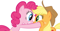 Size: 4773x2500 | Tagged: safe, artist:timeimpact, imported from derpibooru, applejack, pinkie pie, pony, high res, simple background, squishy cheeks, transparent background, vector