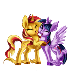 Size: 1250x1250 | Tagged: safe, artist:nattyvelvet, imported from derpibooru, sunset shimmer, twilight sparkle, alicorn, pony, unicorn, :p, cute, eyes closed, female, floppy ears, happy, heart eyes, hug, leg fluff, lesbian, mare, open mouth, raised hoof, rubbing, shimmerbetes, shipping, silly, simple background, smiling, snuggling, spread wings, squishy cheeks, sunsetsparkle, tongue out, transparent background, twiabetes, twilight sparkle (alicorn), unshorn fetlocks, wingding eyes, wings