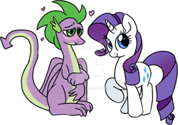 Size: 1024x722 | Tagged: safe, artist:poneysonicc, imported from derpibooru, rarity, spike, dragon, female, male, older, older spike, shipping, sparity, straight, winged spike, wings