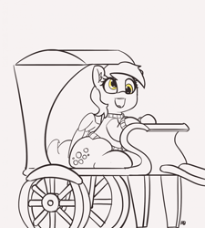 Size: 1280x1420 | Tagged: safe, artist:pabbley, imported from derpibooru, derpy hooves, pegasus, pony, 30 minute art challenge, clothes, cute, derpabetes, female, mare, open mouth, partial color, smiling, sweater, taxi