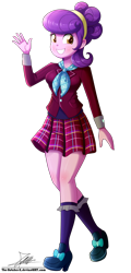 Size: 1004x2096 | Tagged: safe, artist:the-butch-x, imported from derpibooru, suri polomare, equestria girls, friendship games, background human, clothes, commission, crystal prep academy uniform, female, legs, plaid skirt, pleated skirt, school uniform, shoes, signature, simple background, skirt, socks, solo, transparent background