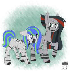 Size: 1024x1024 | Tagged: safe, artist:sanyo2100, imported from derpibooru, oc, oc only, oc:azumaz, oc:star gazer, zebra, collar, leash, species swap, zebra oc, zebrafied