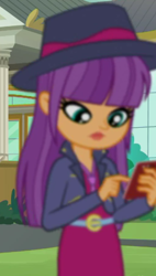 Size: 338x596 | Tagged: safe, imported from derpibooru, screencap, ginger owlseye, equestria girls, equestria girls series, super squad goals, background human, cropped, cute, fedora, female, hat, op i can't see shit, solo