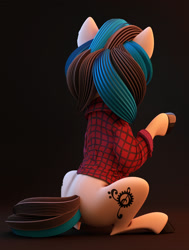 Size: 1536x2032 | Tagged: safe, artist:v747, imported from derpibooru, oc, oc only, oc:scotch macmanus, 3d, blender, raised hoof, rear view, solo