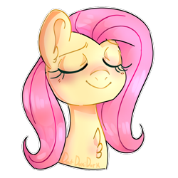 Size: 1000x1000 | Tagged: safe, artist:datdokidork, imported from derpibooru, fluttershy, pegasus, pony, bust, chest fluff, eyes closed, female, portrait, simple background, smiling, solo, transparent background